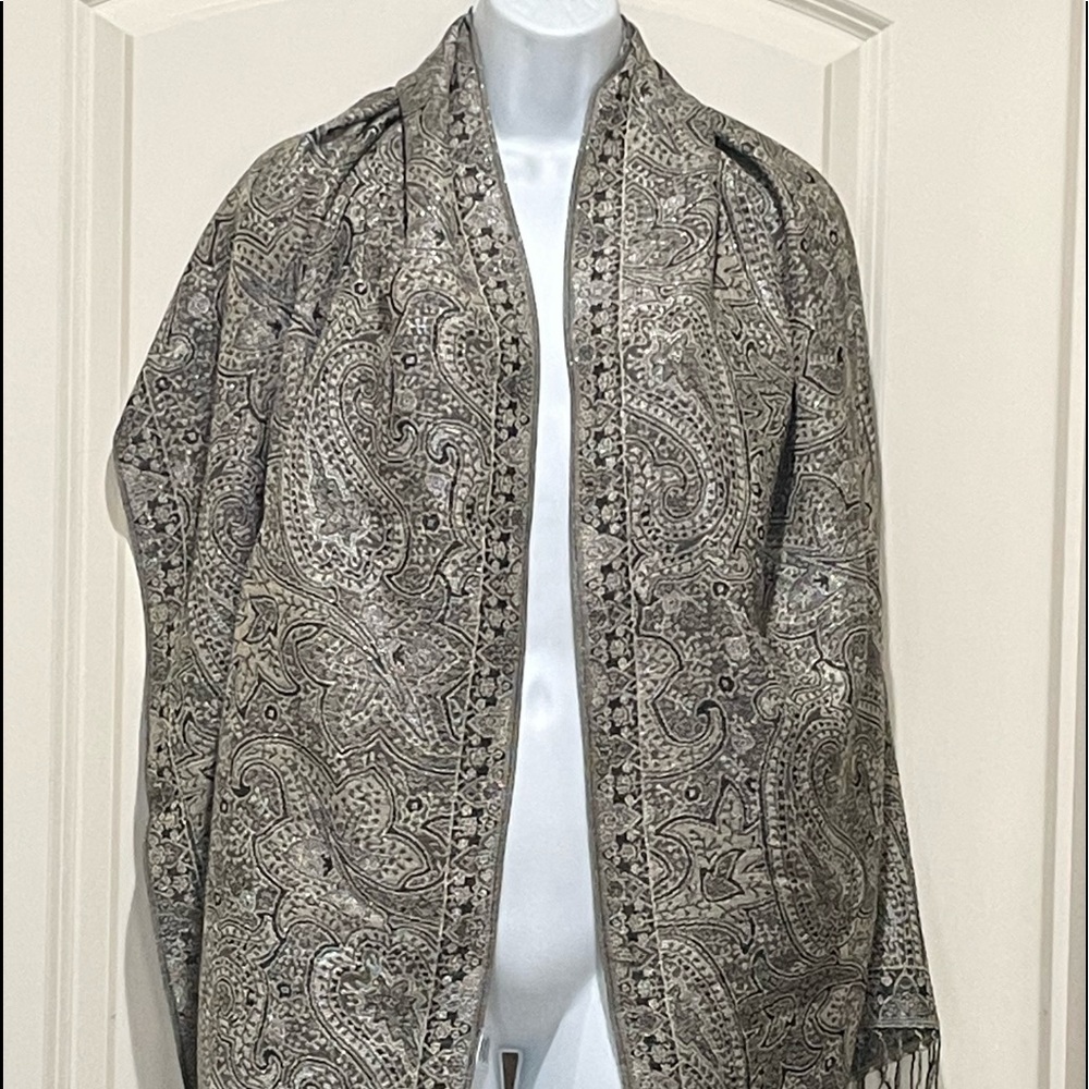 Gray and Taupe Large Scarf